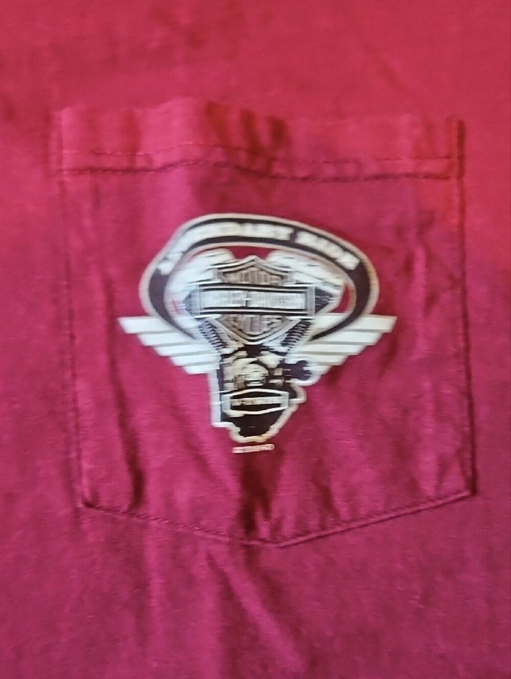 Harley-Davidson Burgundy With Front Pocket Tee - Picture 3 of 4